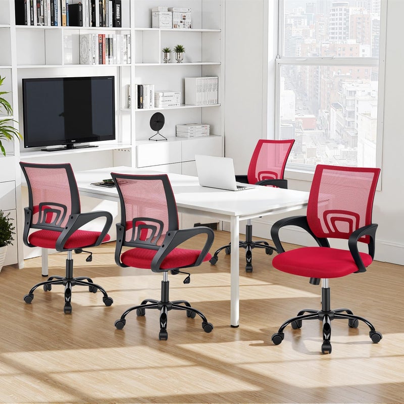 BestOffice Office Chair Ergonomic Cheap Desk Chair Mesh Computer Chair Lumbar Support Modern Executive Adjustable Stool Rolling Swivel Chair for Back Pain (Red) - Image 2