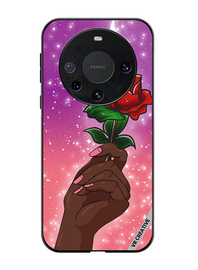 VR CREATIVE Protective Case Cover For Huawei Mate 60 Pro Plus Rose Presenter Black Hand Design Multicolour - Image 1
