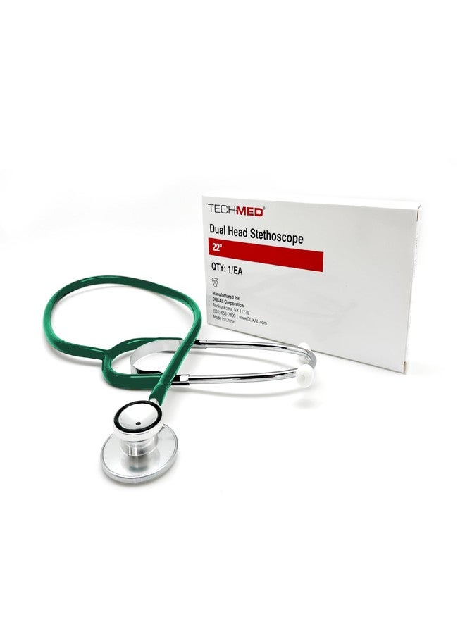 DUKAL Tech-Med Dual Head Stethoscope, 22" Tubing (Green), Lightweight Dual Head Stethoscope for Nurses, Doctors, Paramedics, and Students - Image 1