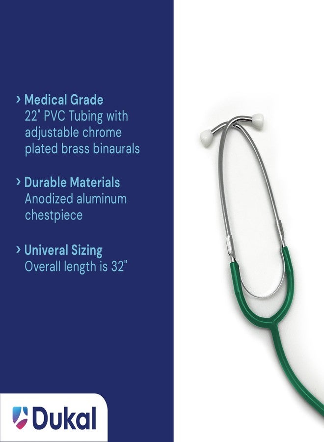 DUKAL Tech-Med Dual Head Stethoscope, 22" Tubing (Green), Lightweight Dual Head Stethoscope for Nurses, Doctors, Paramedics, and Students - Image 2