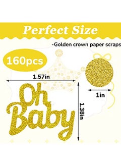 Sumind 160 Pieces Baby Shower Confetti Gold Confetti Glitter Gold Decorations Baby Shower Party Table Decorations Crown Confetti Baby Circle Dots Confetti For Baby Shower Parties (Baby Circle Dot Style)  - Image 2