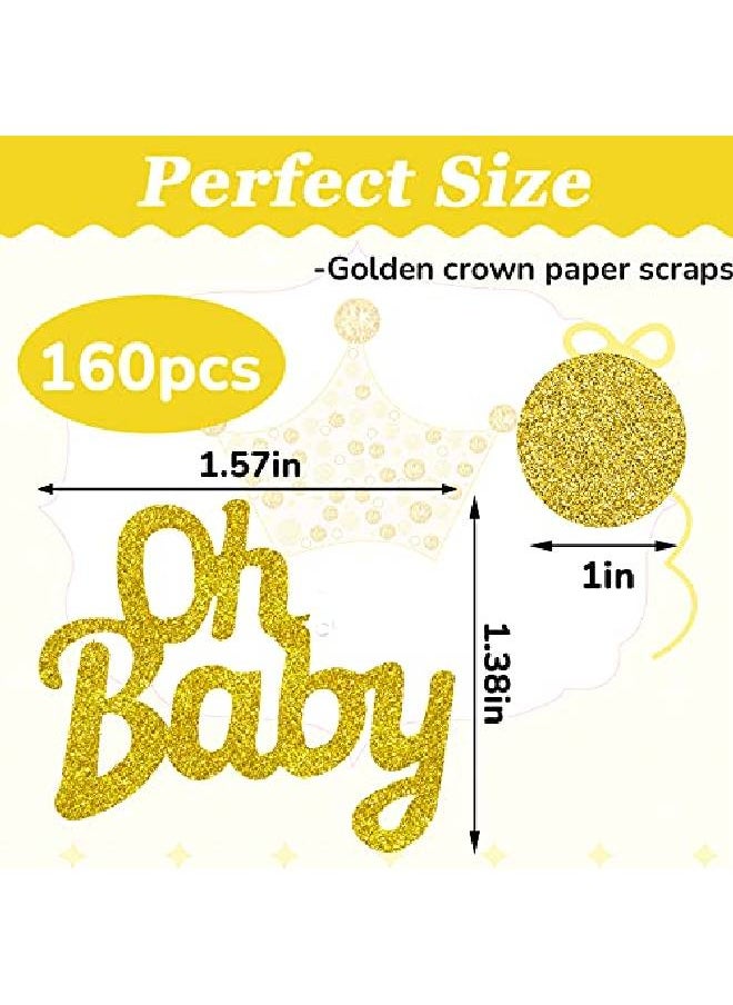 Sumind 160 Pieces Baby Shower Confetti Gold Confetti Glitter Gold Decorations Baby Shower Party Table Decorations Crown Confetti Baby Circle Dots Confetti For Baby Shower Parties (Baby Circle Dot Style)  - Image 2