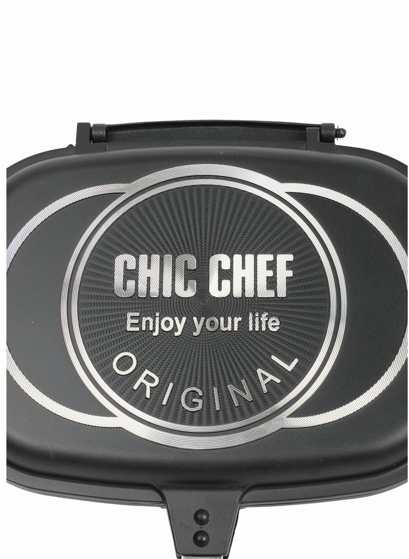 Chic chef 32cm Casting Double Grill Pan with Non-Stick Coating – Dual-Sided Flip Design for Efficient Cooking - Image 5