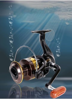 GROIC Fishing Reel Wheel Full Metal Wear Resistant Foldable Spinning Wheel Waterproof with Wooden Handle for Seawater Freshwater-5000  - Image 2