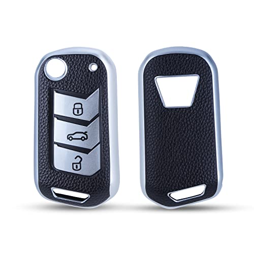 JVCV® Premium Soft TPU Leather Pattern Key Cover Compatible with Mahindra XUV 700, 3XO, Thar, Marazzo, Bolero, Scorpio, Scorpio N, XUV 300, XUV 400 EV, Thar Roxx 3 Button flip Key (Silver) - Image 3