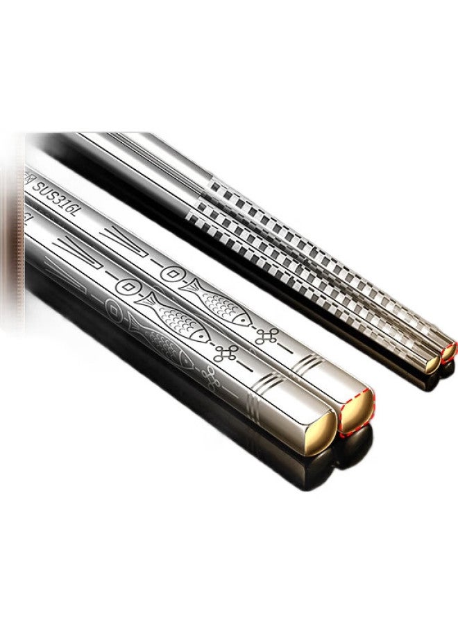 SSGP Four Steel Stainless Steel Chopsticks Household 316L Food Grade Anti-Slip Antibacterial Anti-Mold 10 Pairs Gift Box Tableware 32161 - Image 2