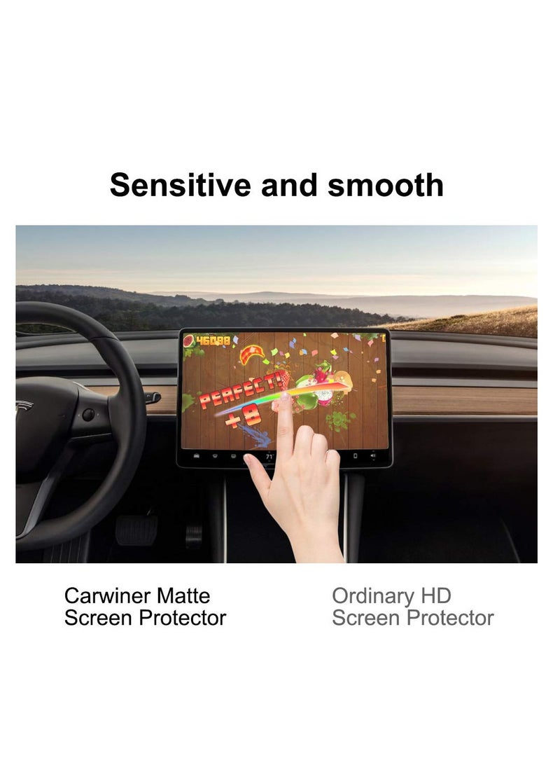 SOLARAE Tempered Glass Matte Screen Protector Compatible with Tesla Model 3 / Model Y, Center Control Touch Screen Car Navigation Tempered Glass Accessories Anti Glare Anti Fingerprint - Image 3
