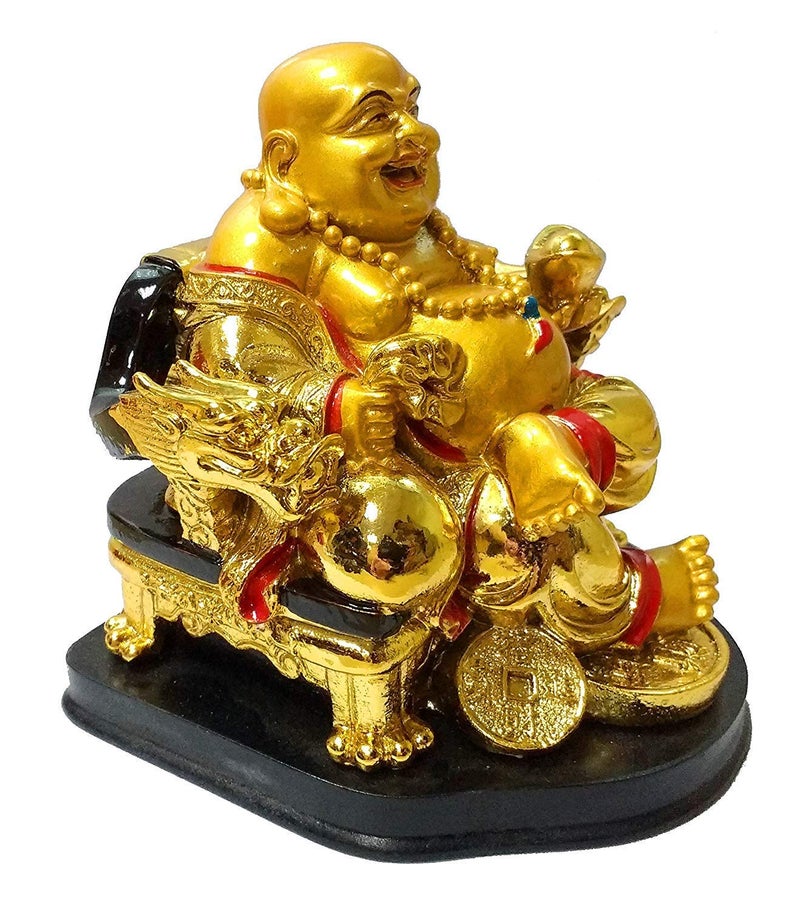 RIPE INDIA Fengshui Laughing Buddha Sitting On Chair Ingot (Multicolour, Standard) - Image 2