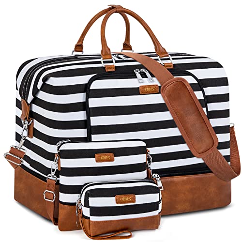 TIBES Travel Weekender Bag for Women, Overnight Bag with Shoe Compartment Oversized Travel Duffel Bag Carry On Tote 21" - Image 1