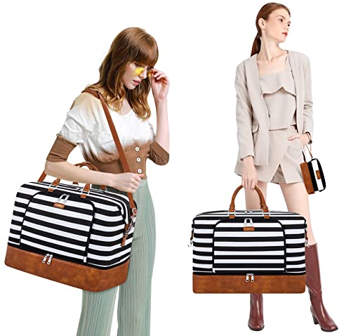 TIBES Travel Weekender Bag for Women, Overnight Bag with Shoe Compartment Oversized Travel Duffel Bag Carry On Tote 21" - Image 2