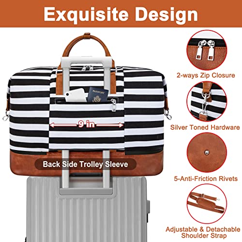 TIBES Travel Weekender Bag for Women, Overnight Bag with Shoe Compartment Oversized Travel Duffel Bag Carry On Tote 21" - Image 5
