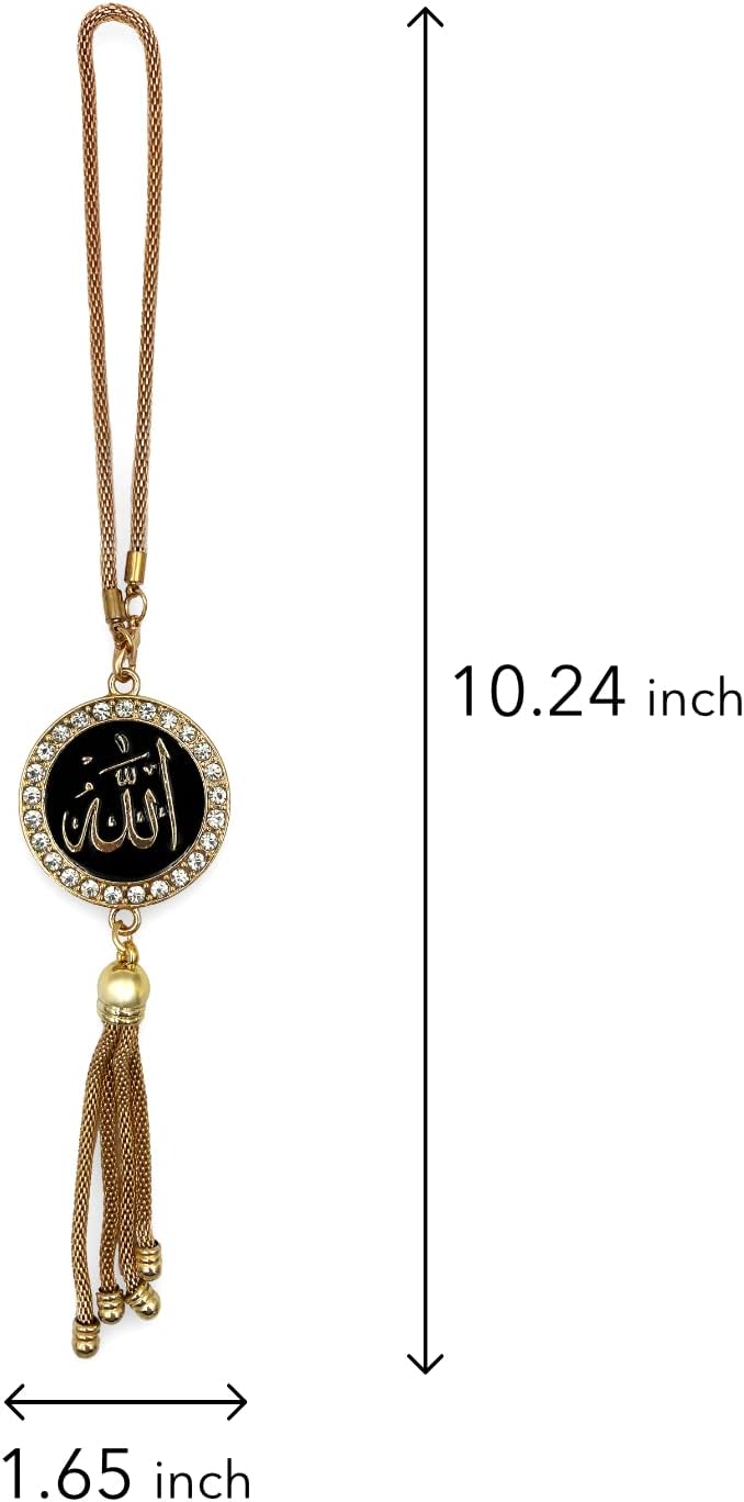 PinMaze Islamic Car Rear Mirror Hanger - Allah Muhammad Charm Decor (Gold) - Image 4