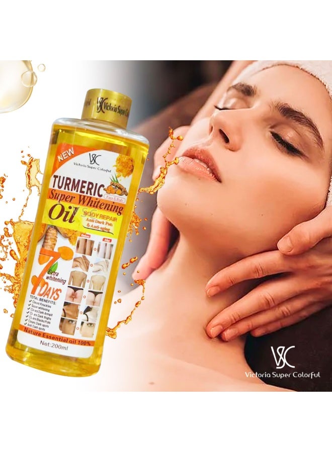 VSC Turmeric Whitening Oil, Turmeric Massage Oil for Skin, Turmeric Oil for Face  Body, Natural Moisturizing Nourishing Face  Body Oil for All Skin Types 200ml - Image 3