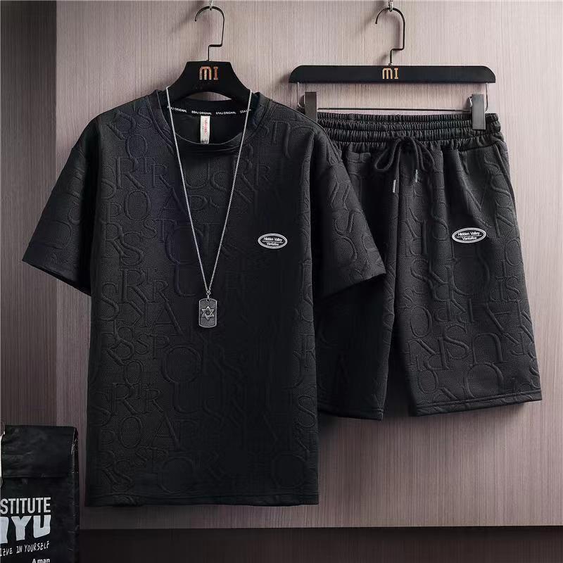 Summer Casual Short Sleeve T-Shirt And Five-Quarter Pants Mens Fashionable All-Match Solid Color Leisure Set Korean Trend Brand INS White T-Shirt  - Image 3