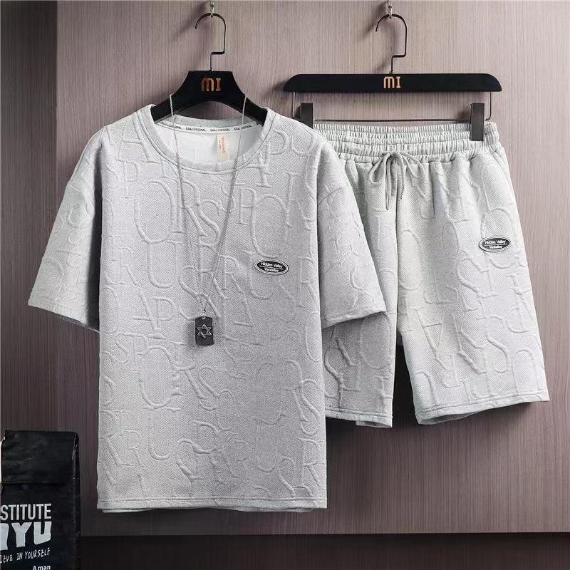 Summer Casual Short Sleeve T-Shirt And Five-Quarter Pants Mens Fashionable All-Match Solid Color Leisure Set Korean Trend Brand INS White T-Shirt  - Image 2