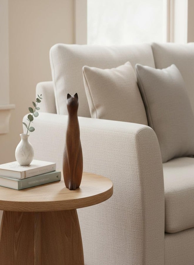 Comfy Hour تمثال قطة جالسة من كومفي آور، مقاس 8 بوصات، لتزيين المنزل، تمثال قطة مزخرف بلمسة نهائية ناعمة تشبه الخشب، قطعة ديكور عصرية لرفوف المنازل الريفية، منحوتة فنية من مادة البولي ريزين، وحدة واحدة - Image 5