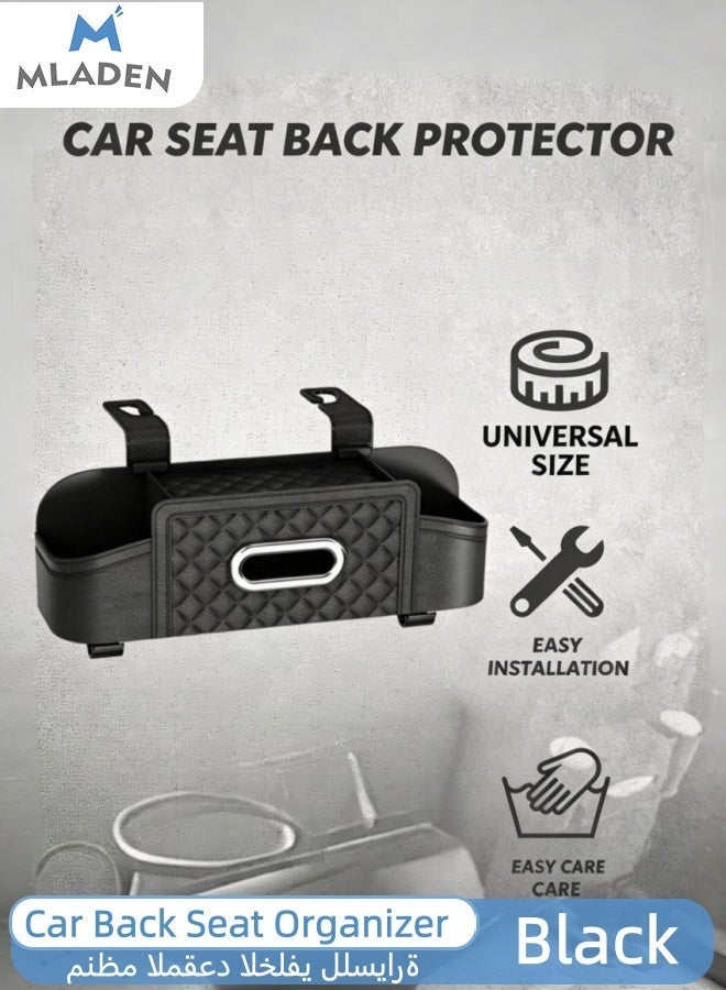 MLADEN Car Tissue Holder & Seat Back Storage Bag, Leather Car Back Seat Organizer, Multifunctional Car Organizer for Phone, Drinks, Handbag – Compatible with Most Vehicles, SUV, Truck – Durable, Space-Saving, Easy Install（Black） - Image 1