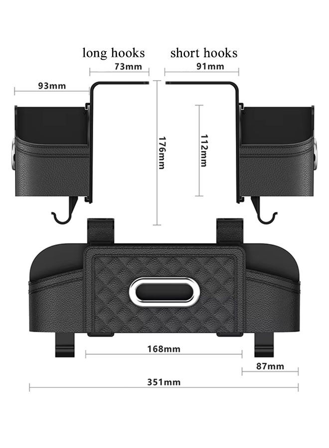 MLADEN Car Tissue Holder & Seat Back Storage Bag, Leather Car Back Seat Organizer, Multifunctional Car Organizer for Phone, Drinks, Handbag – Compatible with Most Vehicles, SUV, Truck – Durable, Space-Saving, Easy Install（Black） - Image 2