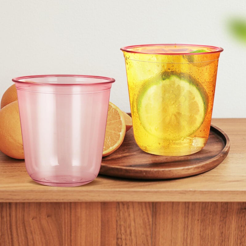 RMERVE 120 Pcs Disposable Stemless Glasses 12oz Plastic Cups Disposable Cold Party Drinking Cups Wine Glasses for Meeting Weddings Birthdays Cocktail Christmas Party Supplies (Pink) - Image 3