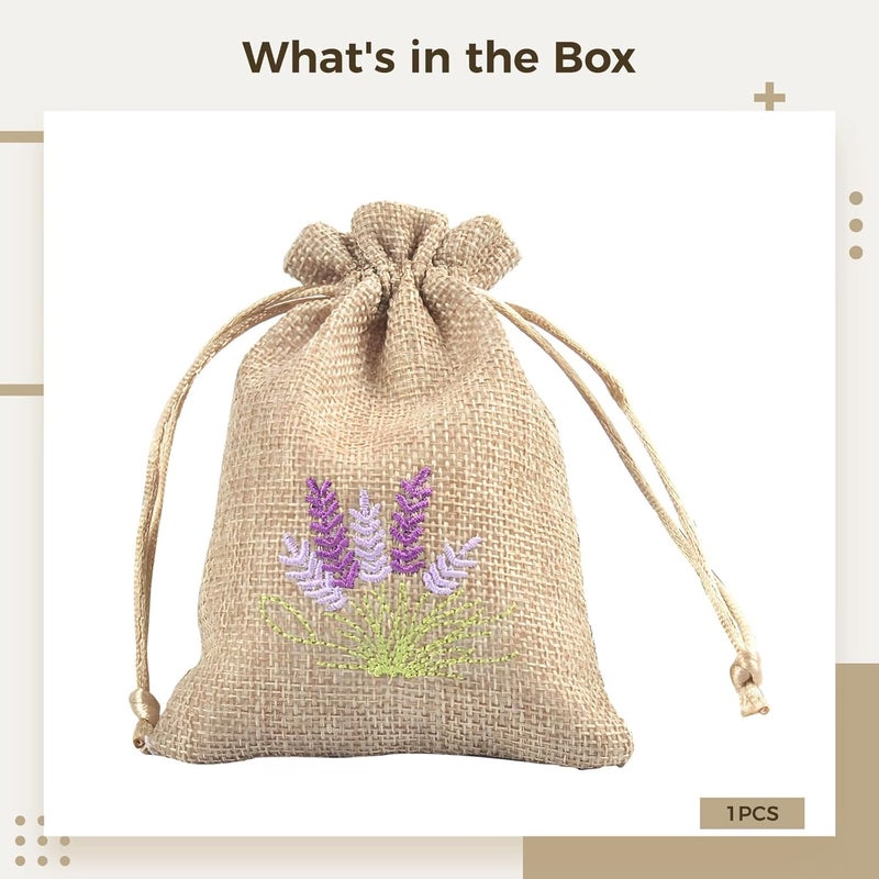 5 X 7 in Linen Drawstring Bag with Lavender Embroidery, Ideal for Jewelry, Weddings, and Daily Use - Image 4