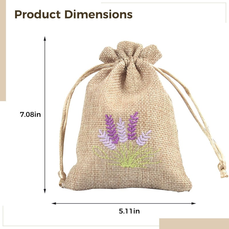 5 X 7 in Linen Drawstring Bag with Lavender Embroidery, Ideal for Jewelry, Weddings, and Daily Use - Image 2