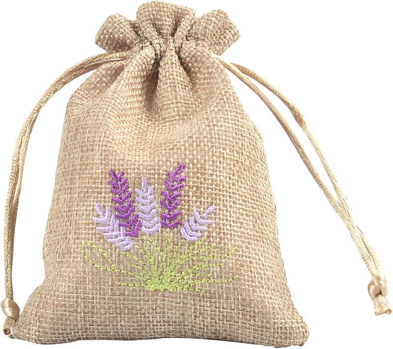 5 X 7 in Linen Drawstring Bag with Lavender Embroidery, Ideal for Jewelry, Weddings, and Daily Use - Image 1