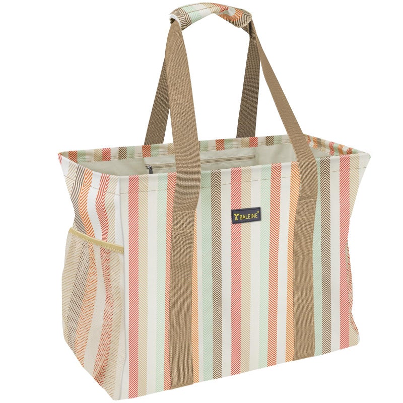 BALEINE Extra Large Utility Tote Bag with Wire Frame for Storage Color Strip 165x14x10