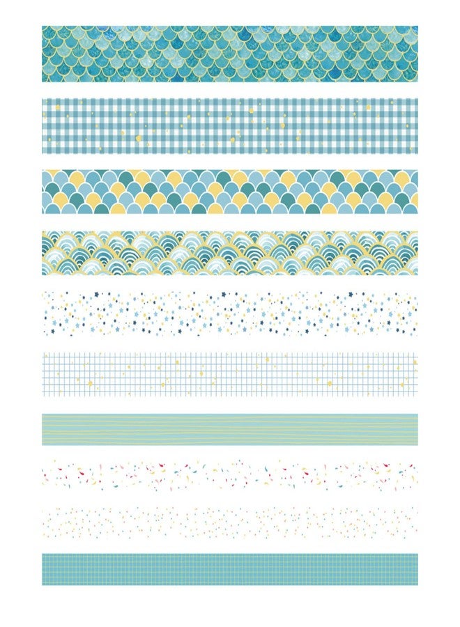 YUBX Masking Tape, Set of 10, Washi Tape, Creative Gold Foil Stamping, DIY Crafts, Journal, Notebook, Planner, Scrapbooking, Wrapping, Gift Decoration(Blue Tone) - Image 3