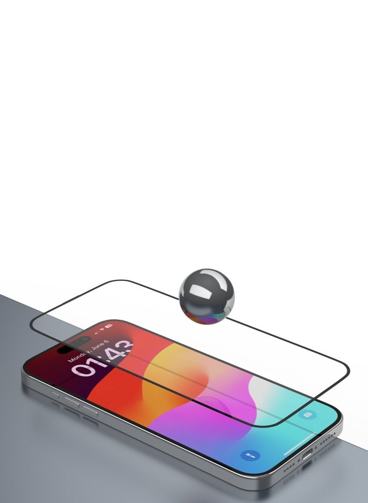 ديفيا شاشة زجاجية كاملة من سلسلة Star لهاتف iPhone 15 Pro - أسود - Image 2