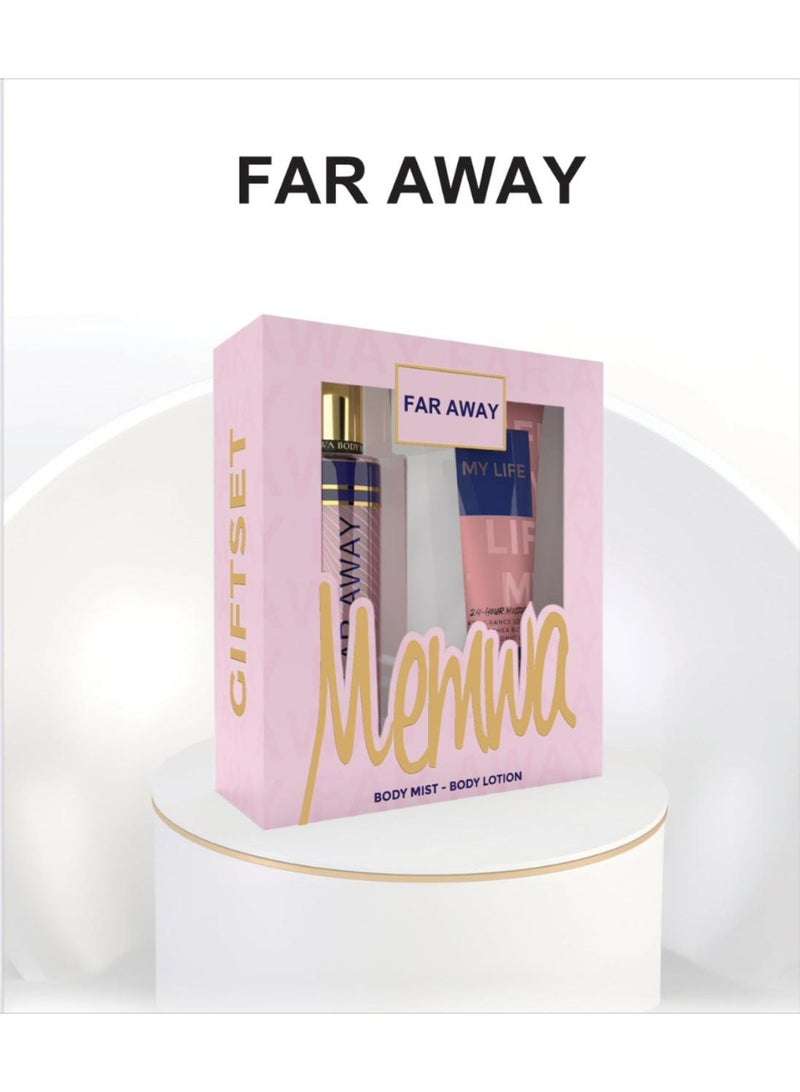 Memwa Gulf Orchid - Gift Set - Memwa Far Away (236 ML body lotion & 250 ML Body Mist) Bergamot, Orange Blossom, Blackcurrant - Image 1