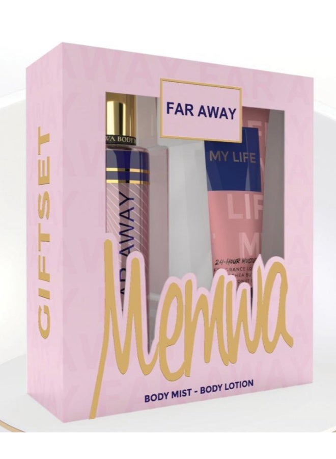 Memwa Gulf Orchid - Gift Set - Memwa Far Away (236 ML body lotion & 250 ML Body Mist) Bergamot, Orange Blossom, Blackcurrant - Image 3