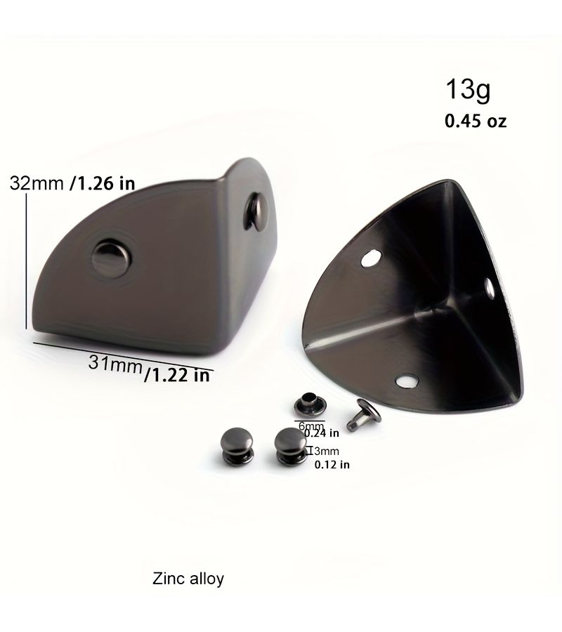 2pcs Silvery Metal Triangle Corner Buckle For Wallet Cover Handbag Craft DIY - Image 4