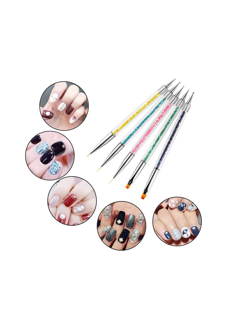 SYOSI Nail Art Brushes, Double Ended Brush & Dotting Tool Kit, Including Nail Liner Brush and Nail Dotting Pens for Nail Art Nail Salon 5Pcs  - Image 5