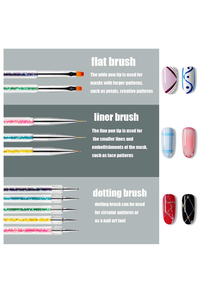 SYOSI Nail Art Brushes, Double Ended Brush & Dotting Tool Kit, Including Nail Liner Brush and Nail Dotting Pens for Nail Art Nail Salon 5Pcs  - Image 4