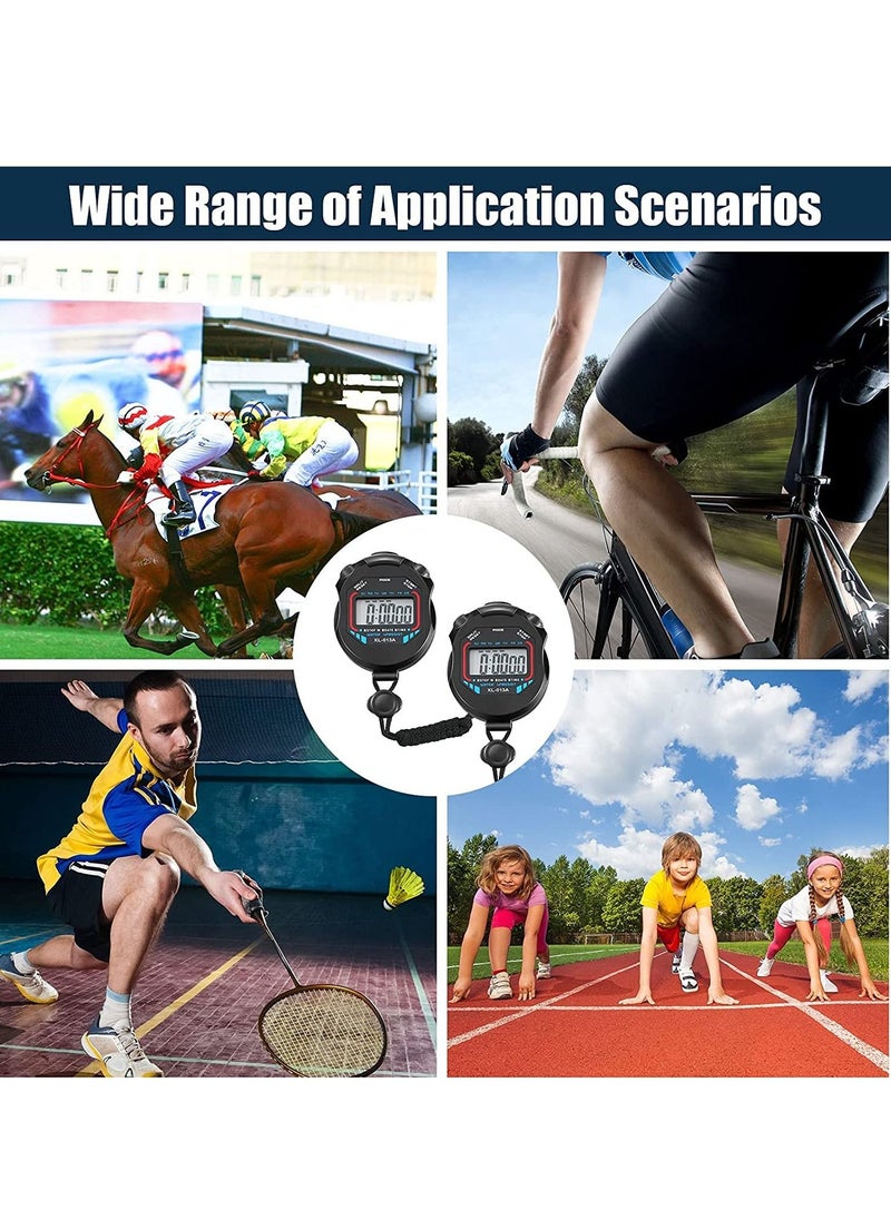 Excefore - Digital Stopwatch Timers, 2Pcs Multi-Function Electronic Sport Timer, Water Resistant LCD Chronograph with Date, Time and Alarm Function for Sports Fitness Trainers Referees - Image 1