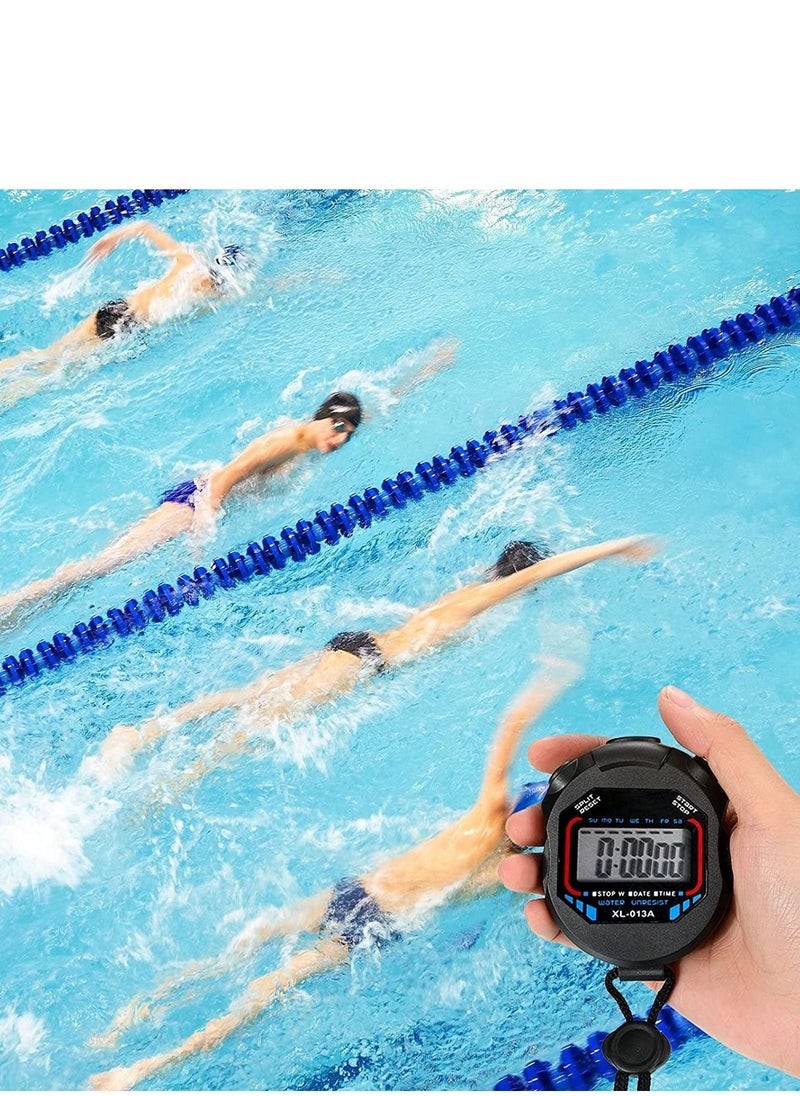 Excefore - Digital Stopwatch Timers, 2Pcs Multi-Function Electronic Sport Timer, Water Resistant LCD Chronograph with Date, Time and Alarm Function for Sports Fitness Trainers Referees - Image 1