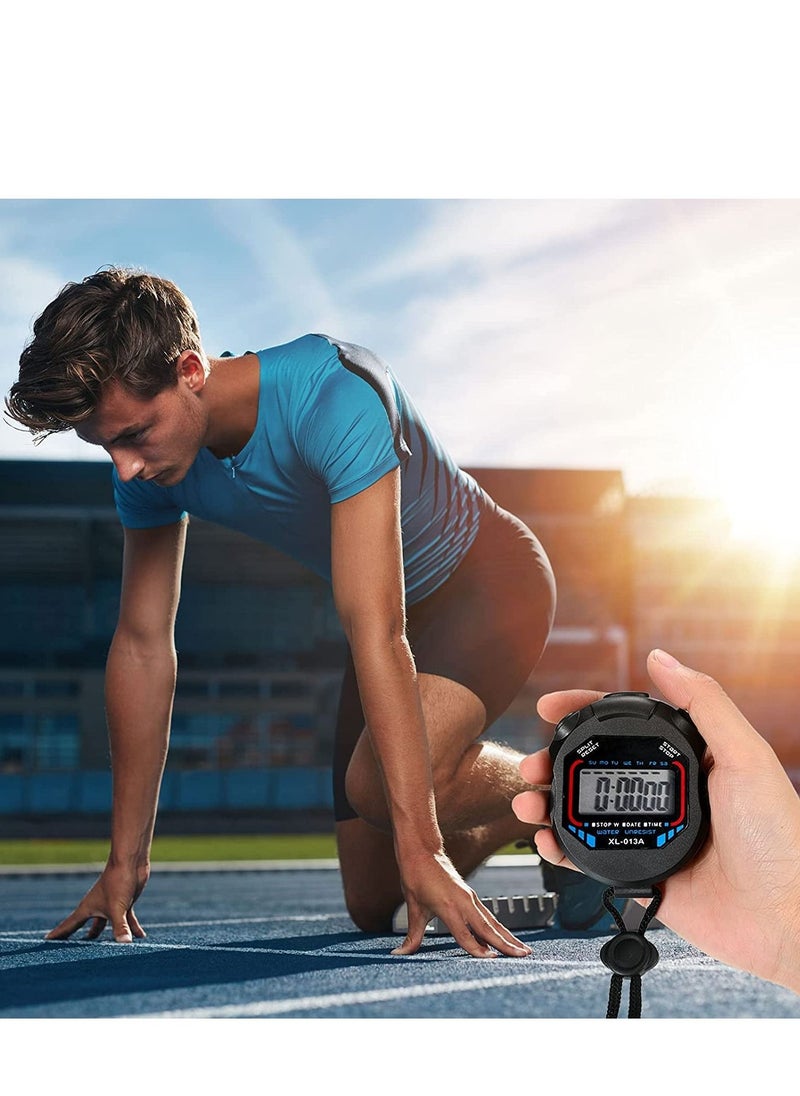 Excefore - Digital Stopwatch Timers, 2Pcs Multi-Function Electronic Sport Timer, Water Resistant LCD Chronograph with Date, Time and Alarm Function for Sports Fitness Trainers Referees - Image 1