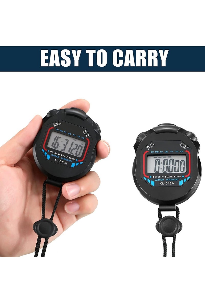 Excefore - Digital Stopwatch Timers, 2Pcs Multi-Function Electronic Sport Timer, Water Resistant LCD Chronograph with Date, Time and Alarm Function for Sports Fitness Trainers Referees - Image 1