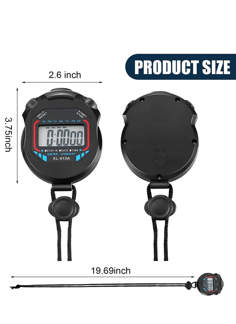 Excefore - Digital Stopwatch Timers, 2Pcs Multi-Function Electronic Sport Timer, Water Resistant LCD Chronograph with Date, Time and Alarm Function for Sports Fitness Trainers Referees - Image 1