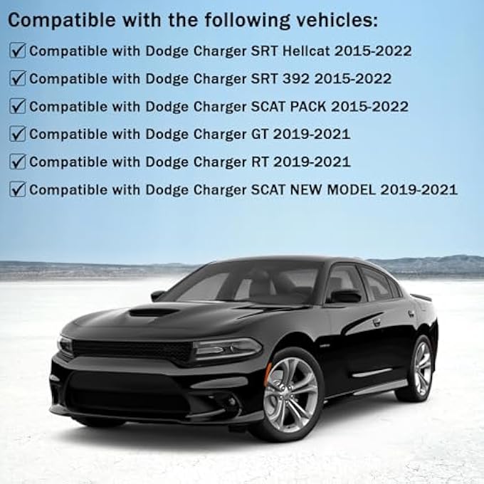 BOMLING Front Bumper Lip Splitter Protector Compatible with Dodge Charger Hellcat/SRT 392 / Scat Pack/RT Scat Pack/GT/RT 2015-2021, Black, Pack of 2 - Image 5