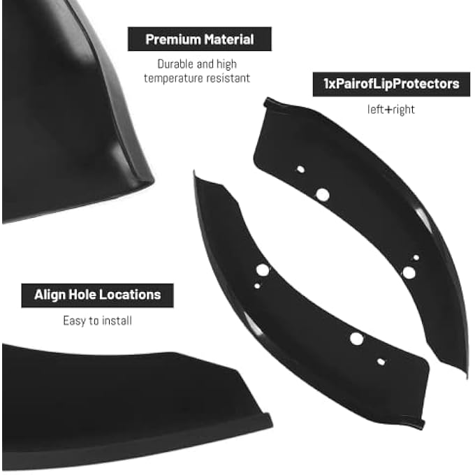 BOMLING Front Bumper Lip Splitter Protector Compatible with Dodge Charger Hellcat/SRT 392 / Scat Pack/RT Scat Pack/GT/RT 2015-2021, Black, Pack of 2 - Image 3