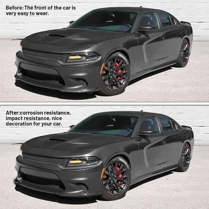 BOMLING Front Bumper Lip Splitter Protector Compatible with Dodge Charger Hellcat/SRT 392 / Scat Pack/RT Scat Pack/GT/RT 2015-2021, Black, Pack of 2 - Image 4