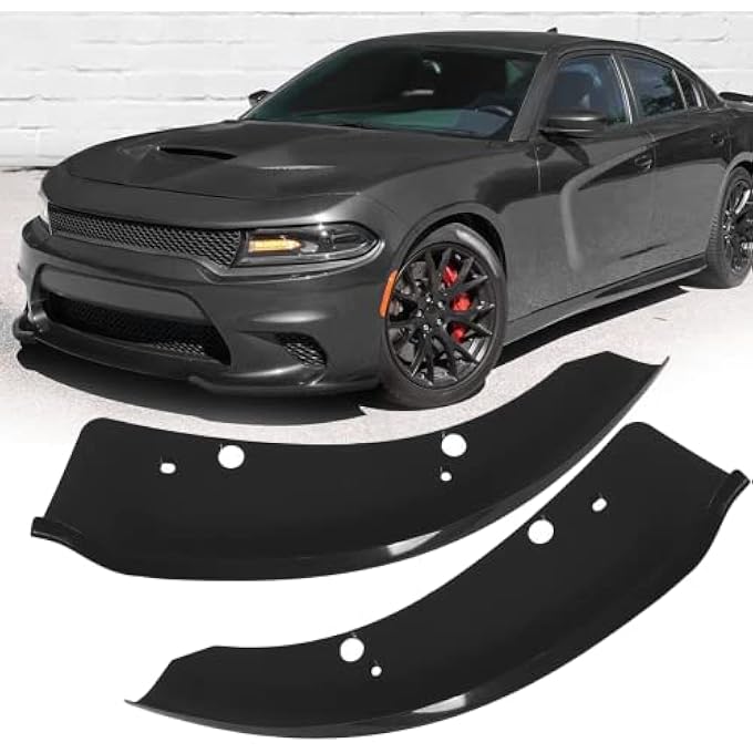 BOMLING Front Bumper Lip Splitter Protector Compatible with Dodge Charger Hellcat/SRT 392 / Scat Pack/RT Scat Pack/GT/RT 2015-2021, Black, Pack of 2 - Image 1