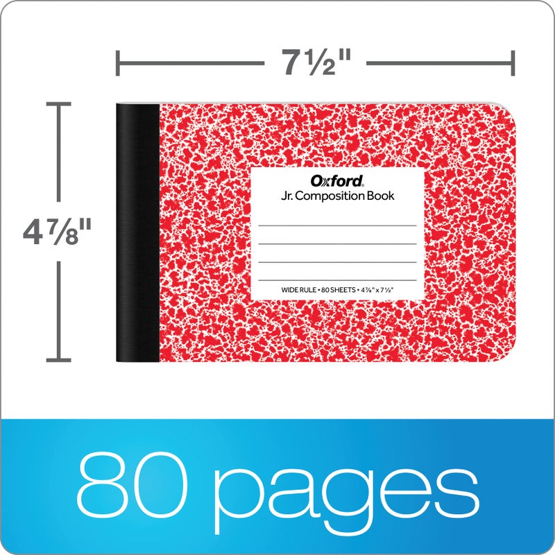 Oxford Composition Mini Notebooks, 6 Pack, Cover Colors Vary, Wide Ruled Paper, 4-7/8 x 7-1/2 Inch School Journals, Assorted Color Covers, 80 Sheets per Book (63779) - Image 2