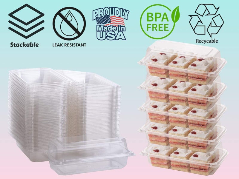 Smygoods Plastic loaf Container, (Pack of 25-9 3/10 x 5 1/2 x 3 1/3) Disposable Plastic Sturdy Hinged Loaf Containers - Image 4