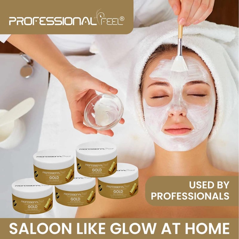 professional feel Professional Feel Herbal Gold Facial kit 150 GM Bright  Glowing Skin Pamper your Skin for a Luminous Glow  Parlour Glow with 24K Gold Bhasma Rose Extracts Turmeric  Aloe Vera  - Image 4