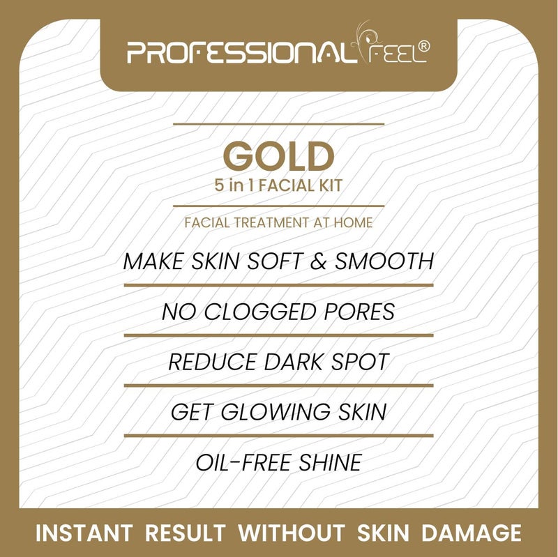 professional feel Professional Feel Herbal Gold Facial kit 150 GM Bright  Glowing Skin Pamper your Skin for a Luminous Glow  Parlour Glow with 24K Gold Bhasma Rose Extracts Turmeric  Aloe Vera  - Image 2