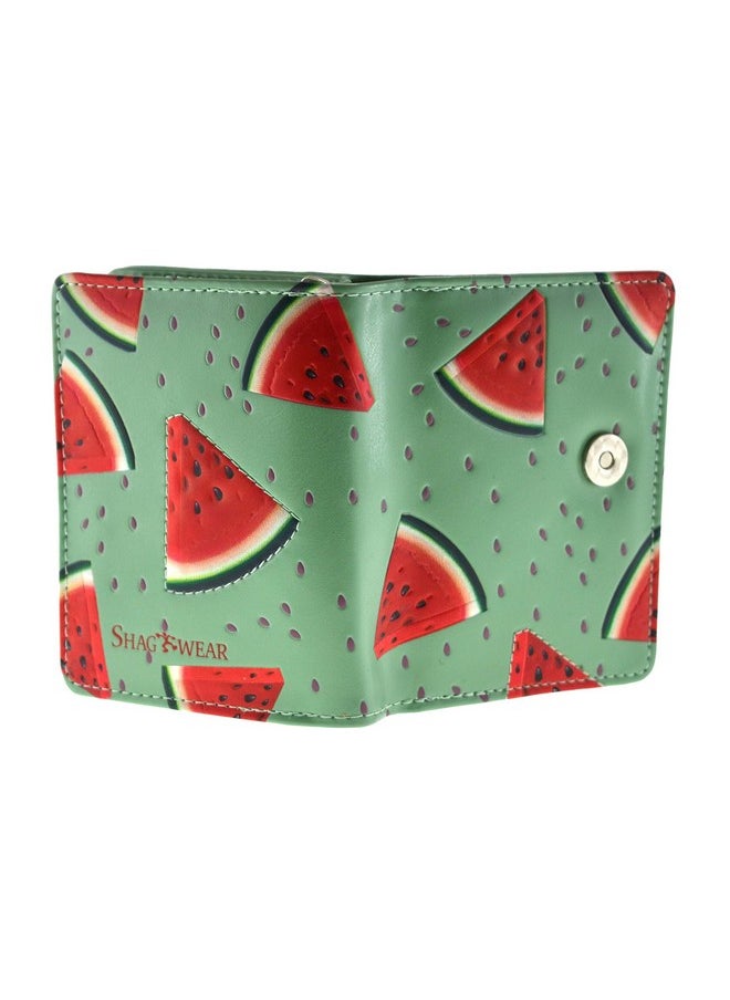 Shag Wear Small Watermelon Fruit Wallet For Women And Teen Girls Vegan Faux Leather 4.5 Green  - Image 2