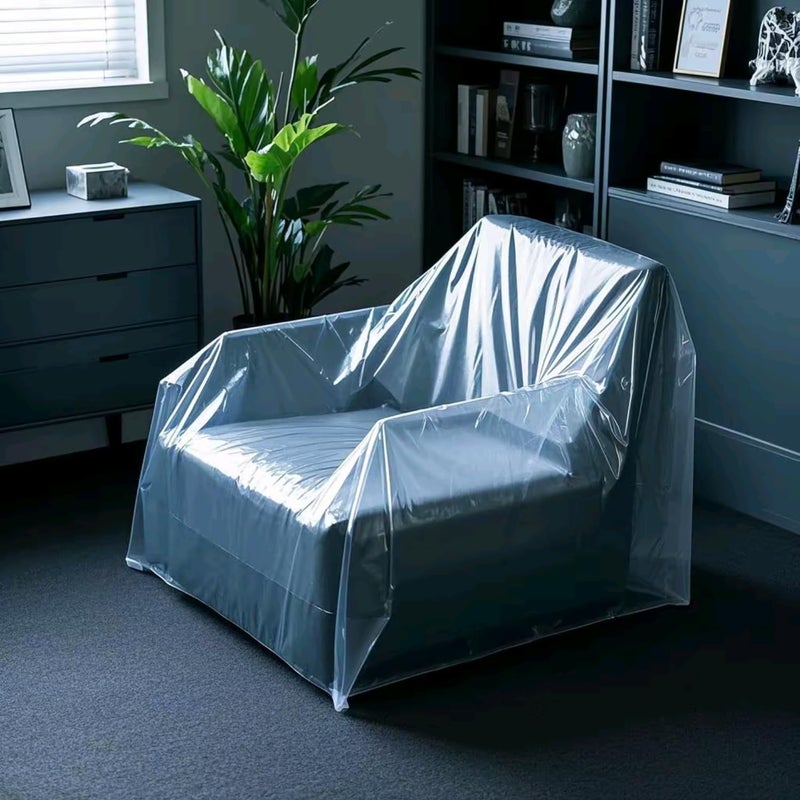 TopSoon 2-Pack Plastic Chair Cover for Storage Waterproof Dust-proof Armchair Cover Sofa Bag 46-inch by 76-inch Clear - Image 2