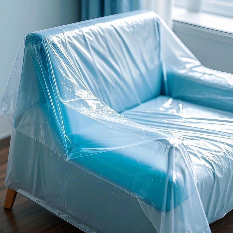 TopSoon 2-Pack Plastic Chair Cover for Storage Waterproof Dust-proof Armchair Cover Sofa Bag 46-inch by 76-inch Clear - Image 3
